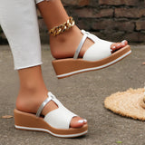 Open Toe Women's Wedge Sandals White Summer Fashion Breathable Comfortable Sandals Woman Buckle Female Footwear Woman