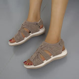 Breakj Women's Sandals 2023 Summer New Round Head Breathable Leisure Large-Size Flat-Bottomed Beach Women's Flat Bottom