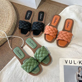 2023 Trend Braided Slippers Women Flat Outdoor Weave Slides Rubber Sole Open Toe Beach Casual Sandals Ladies Cozy