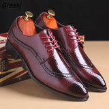 38-48 Fashion Leather shoes Men Dress Shoe Pointed Oxfords Shoes For Men Lace Up Designer Luxury Men Formal Shoes