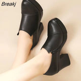 women's spring and autumn shoes thick high heels fashion women genuine leather shoes first layer of cowhide platform
