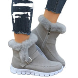 Women Fur Warm Chelsea Snow Boots Casual Shoes New Short Plush Suede Ankle Boots Flats Gladiator Sport Ladies Botas