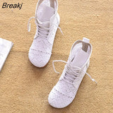 Summer Boots Women Shoes Pink White Sweet Ladies Ankle Boots Casual Woman Summer Shoes High top