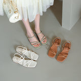 Summer New Flat Sandals Fairy Straps French Flat Heels Online Celebrities Roman Soft Leather All Kinds Of