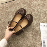 Summer Footwear Cute Japanese Style Lolita Shoes for Women 2023 with Bow Round Toe Kawaii Gothic Black Low Heel Elegant