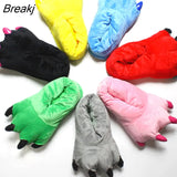 Soft Indoor Floor Slippers Women Winter Men Children Shoes Paw Funny Animal Christmas Monster Dinosaur Claw Plush
