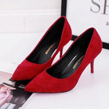 Size Women's Pumps Pointed Toe Patent Leather High Heels Dress Shoes White Wedding Shoes Thin Heels Basic Pump Red