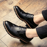 Men's Dress Shoes Leather Fashion Derby Shoes Classic Casual Business Wedding Footwear Lace-up British Style Male Formal