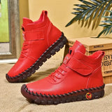 Women Ankle Boots Women Fur Leather Boots Outdoor Leisure Keep Warm Short Snow Boots Botas Mujer Anti-Slip Flat Mom