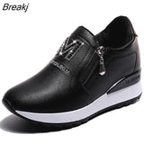 Platform Wedges Women's Sneakers High Quality Rhinestone Mesh Breathable Increased Casual Black Autumn Vulcanized