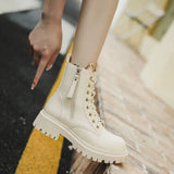 Ankle Boots Punk Style Footwear White Booties Biker Short Shoes for Women Combat with Laces Lace-up Y2k Sale Winter
