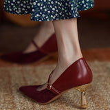 Vintage Mary Jane Shoes Women Black High Heels Fashion Women Shoes Spring Autumn Mary Jane