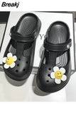 Comfort Shoes for Women Female Sandal All-Match Clogs Wedge 2023 Summer Two Weare Medium Girls Closed Fashion Platform