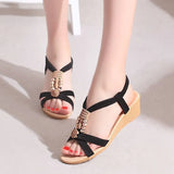Breakj Bohemian Women's Shoes Beads In The Hedging Slope And Flat Bottom Summer