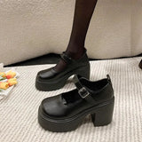 Platform Mary Jane Shoes Women Patent Leather High Heels Pumps Woman Sweet Thick Heel Party Shoes Female platform