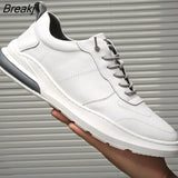 Sneakers Mens Leather Shoes Fashion White Shoes Leather Sneakers Brand Male Footwear
