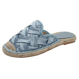 Rubber Flip Flops Loafers Female Shoes Flower Slippers Casual Slides Hawaiian 2023 Luxury Flat Round Toe Hoof Heels Fabric
