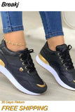Ladies Sneakers Mesh Solid Color Lace Up Ladies Flats Outdoor Running Walking Shoes Comfortable Breathable Women's