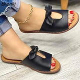 Women Fashion Bow Flat Sandals Sandals Comfortable Soft Bottom Women's Beach Outdoor Sport Sandals Slippers of