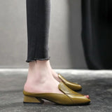 Slippers Women Summer New Fashion Peep-toe Women Shoes Outdoor Chunky Heel Mules Slipper Casual Women Sandals Flip