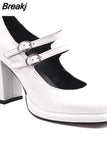 High Heeled Women Pumps 2023 Vintage Buckle Mary Jane Shoes Great Quality In Spring Summer All-match Temperament