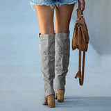 New Style High-heeled Boots Women Autumn Winter European American Large43 Casual Thick Heel Knee Boots Women Fashion