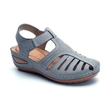 Women's Sandals Large Size Hollowed-Out Slope Heels Round Head Non-Skid Women's