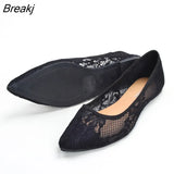 Women Flat Shoes Autum Summer Ladies Loafers Soft Comfortable Breathable Black Pointed Toe Vintage Casual Shoes