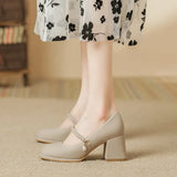 Jane Shoes Women's 2024 New Round Toe Thick Heels Elegant Shallow Footwear Fashion Outdoor Lady Shoes Zapatos De