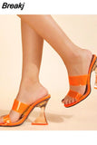 Heeled Women Slippers 2023 New Fashion Brand Wine Glass And Sandals European Style Crystal Heel Sandals Slipper