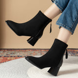 Winter New Round Head Frosted Leather Back Zipper Women's Comfortable and Warm External Wearing Bare Boots