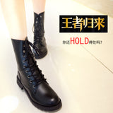 New Belted Martin Boots, Motorcycle Boots, Short Heels, Women's Army Boots, British Fashionable Handsome Couple