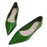 Women Pointed Toe Patent Leather Yellow Wine Red Lady Fashion Flats Candy Color Flat Sole Flat Heel Shoes Large Size 43