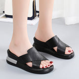 Breakj Drag Large-Size Slope And Cool Slippers Women's New Summer Wear Thick Bottoms And Leisure Soft-Soled Beach Mom