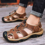 Men Summer Shoes Genuine Leather New Men Sandals Beach Fashion Slippers Outdoor Non-slip Casual Driving Shoes Big Size