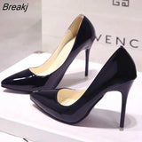 Women Shoes Pointed Toe Pumps Patent Leather Dress High Heels Boat Shoes Wedding Shoes Zapatos Mujer