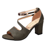 Spring Summer Sexy Fish Mouth Hollow Roman Sandals Thick With Word With Beaded High Heels Female Summer Sexy Female