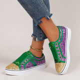 Tenis Feminino Spring New Large Casual Women Shoe Lowtop Color Contrast Sequins Canvas Shoe Flat Heel Sneaker