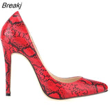 Sexy Pointed Toe High Heels Women Pumps Shoes Faux Snake Print Wedding Party Pattern Shoe