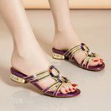 Women's Slippers In Summer Wear Crystal Diamond Sandals, Women's Sandals, Thick Heels, Bohemian Slippers, Full Of
