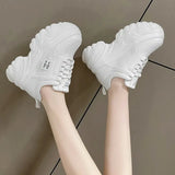 White Black Chunky Sneakers Women Spring Autumn Thick Bottom Dad Shoes Woman Fashion PU Leather Platform Sneakers