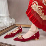 High Heel Wedding Shoes for Women 2023 New Lace-up Beaded Bride Toasting Wedding Dress Two-Way Not Tired Feet Women