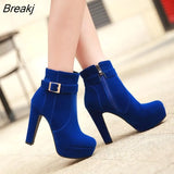 Fashion Autumn Scrub Buckle Women Ultra High Heels Platform Thick Heel 0 Boots Women's