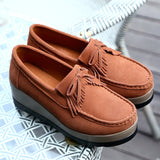 women platform shoes leather suede plush slip on sneakers chaussure femme tassel fringe loafers moccasins women shoes