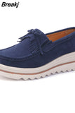 Women Flats Shoes Platform Sneakers Slip On Flats Leather Suede Ladies Loafers Moccasins Casual Shoes Women