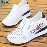 2022Women Comfortable Casual Shoes Summer Slip on Loafers Mixed Colors Hollow Out Increasing Internal Height Sneakers