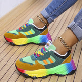 Mix Color Chunky Sneakers Women 2023 Autumn Platform Sports Shoes Woman Thick Bottom Lace Up Vulcanized Shoes Plus