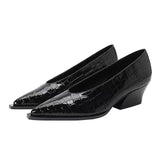 Women Mid Heels Shoes Platform Chunky Sandals 2023 Autumn New Trend Pointed Toe Shallow Shoes Pumps Dress Casual Mujer