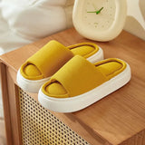 Sole Home Linen Slippers Women Open Toe Thick Bottom Indoor Slides House Shoes Woman Four Season Non Slip Couple