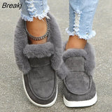 Boots Women Winter WLarm Plush Fur Snow Boots Suede Leather Shoes Ladies Slip on Comfortable Female Footwear